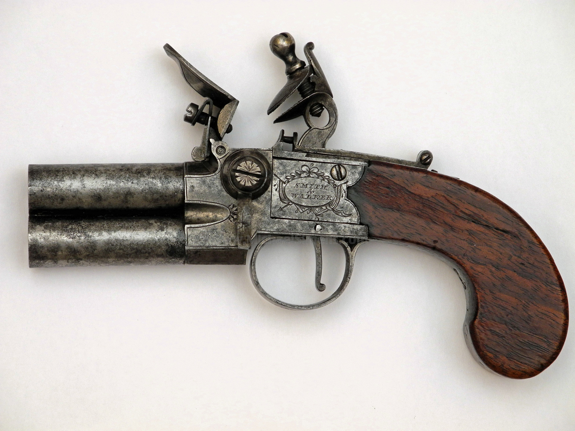 DOUBLE BARREL FLINTLOCK PISTOL FOR SALE HISTORICAL ARMS