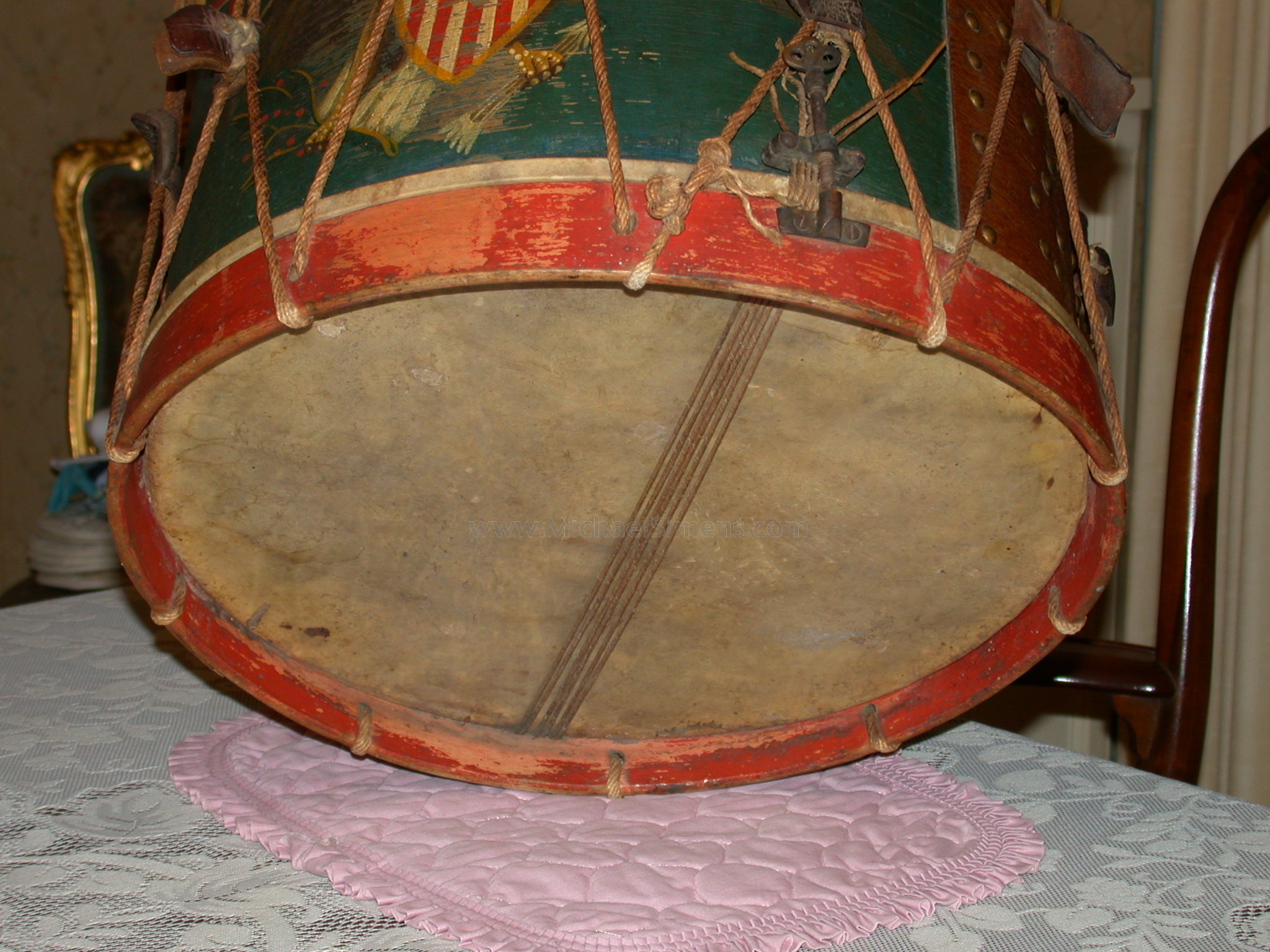 ANTIQUE CIVIL WAR REGIMENTAL DRUM.