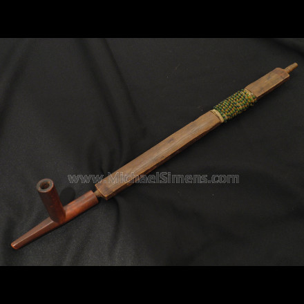 Original Indian Catlinite Pipe with carved and beaded stem