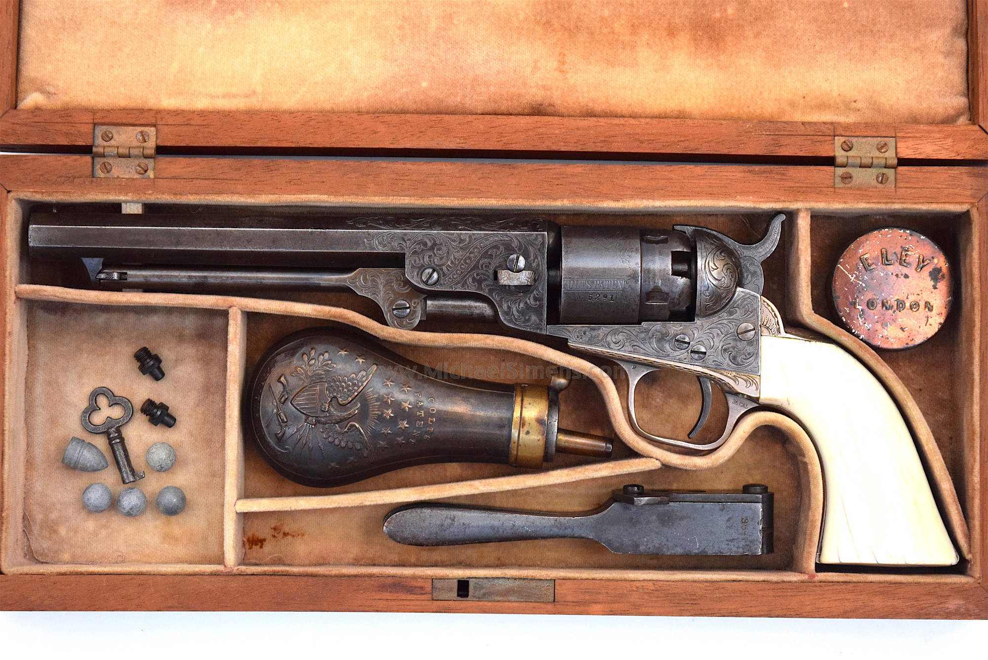 CASED, ENGRAVED COLT POCKET NAVY REVOLVER