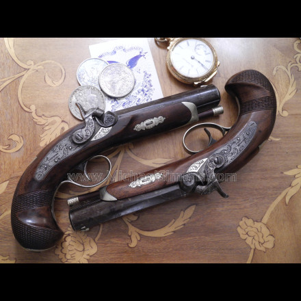 RARE PAIR, HENRY DERINGER BELT PISTOLS
