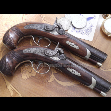 RARE PAIR, HENRY DERINGER BELT PISTOLS
