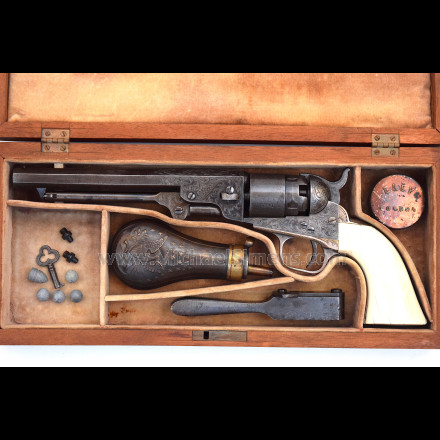 CASED, ENGRAVED COLT POCKET NAVY REVOLVER