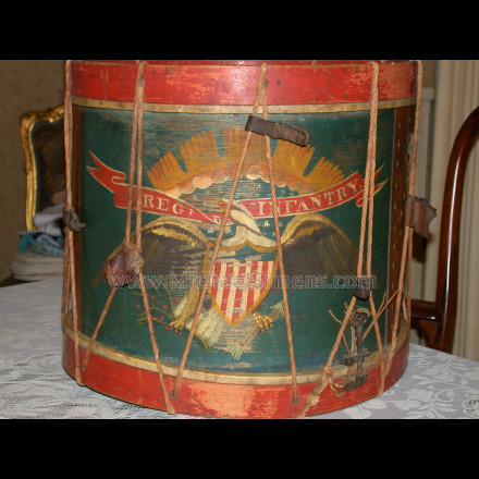 ANTIQUE CIVIL WAR REGIMENTAL DRUM.