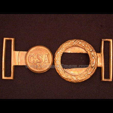 CONFEDERATE TWO-PIECE BELT-PLATE WITH "CSA" MOTIF.